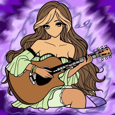 beautiful girl playing the guitar