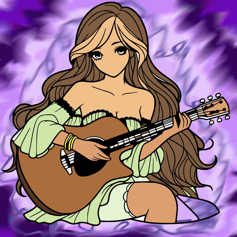 beautiful girl playing the guitar