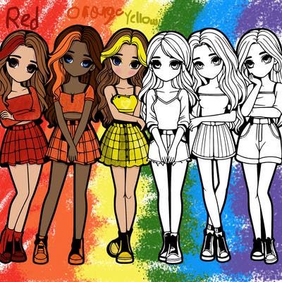 a group of girls realistic