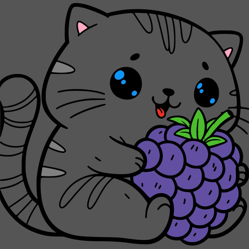cat with blue raspberry