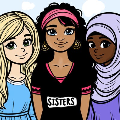 three sisters with a best sisters necklace