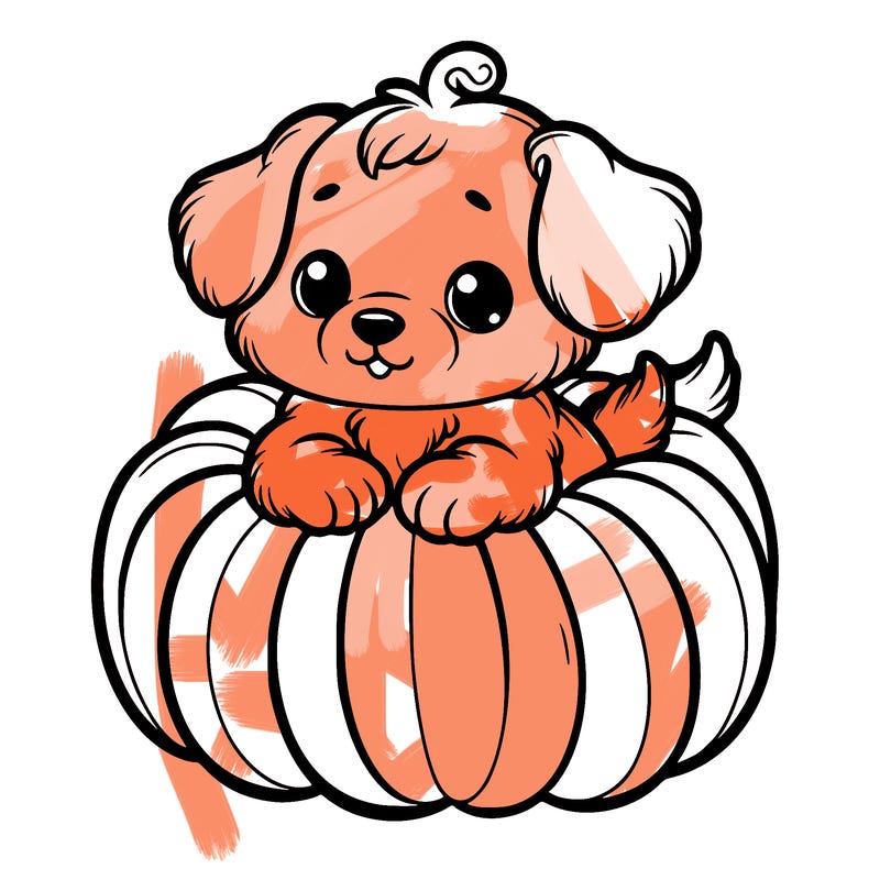 cute little puppy in a pumpkin