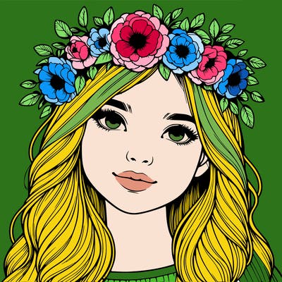 realistic girl with flower crown
