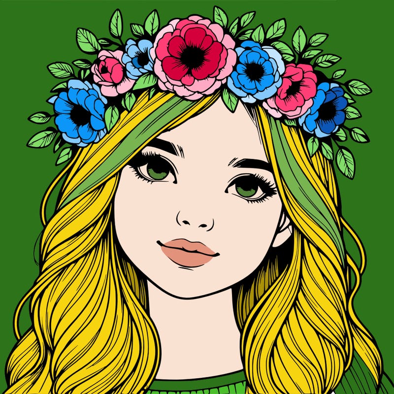 realistic girl with flower crown