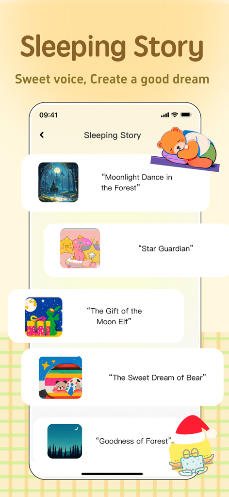 Insight Timer - Meditation - Sleeping Story list featuring bedtime tales for sleep and relaxation