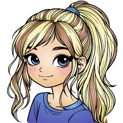 realistic girl with ponytail