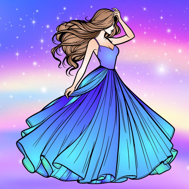 realistic woman with dress flowing in the wind