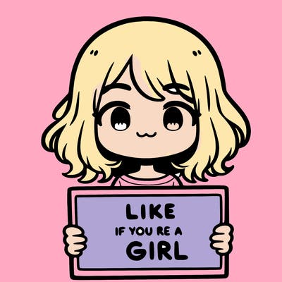 a cute girl holding a sign that says like if you’re a girl