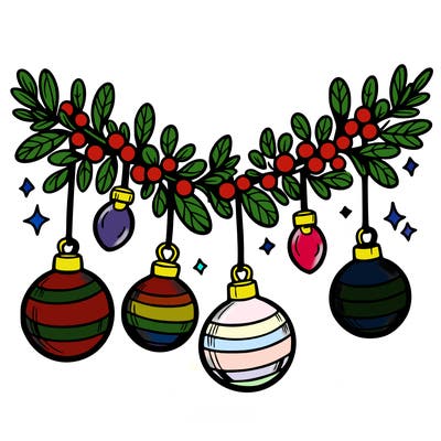 christmas garland with big bulbs