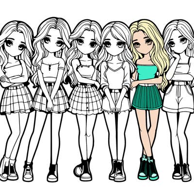 a group of girls realistic