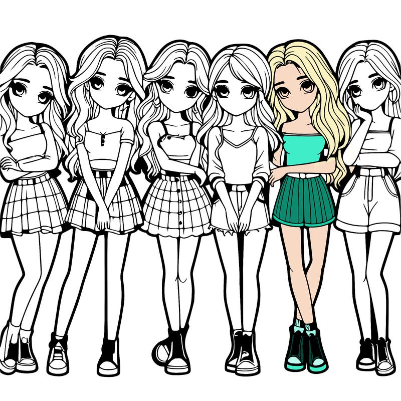 a group of girls realistic