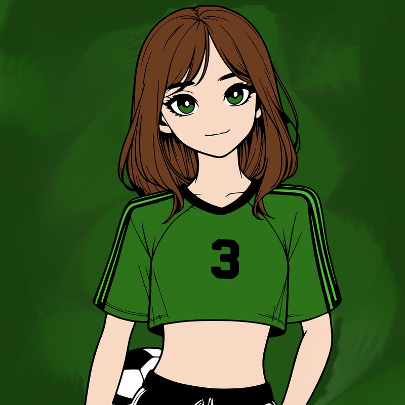realistic girl wearing soccer jersey