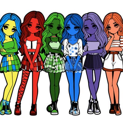 a group of girls realistic