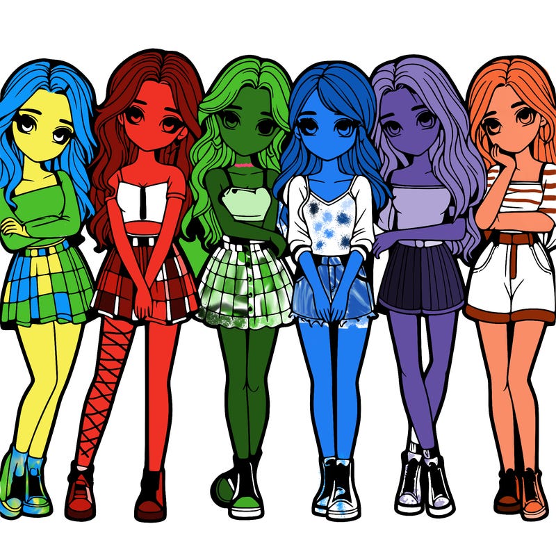 a group of girls realistic