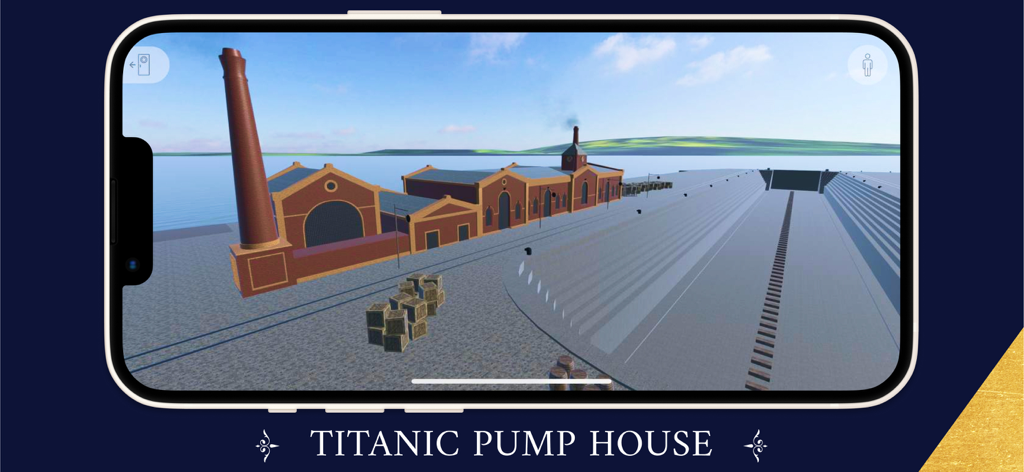 3D simulation of the Titanic Pump House and historical shipyard dry dock