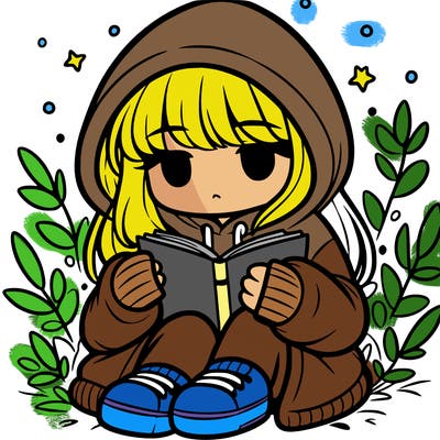 girl in oversized hoodie reading a book