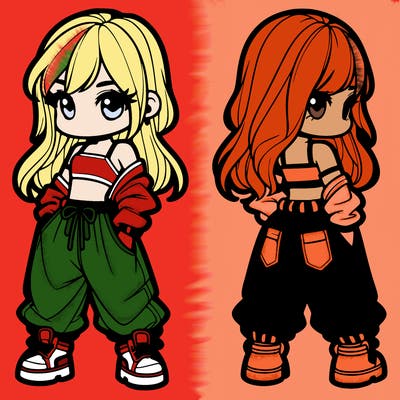 girl in crop top and baggy pants