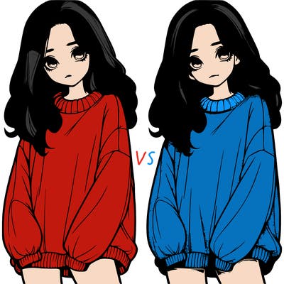 realistic girl with baggy sweater