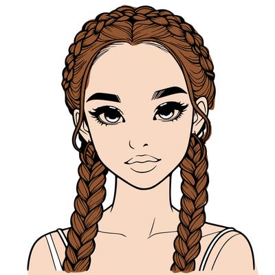 realistic girl with braids