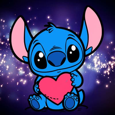stich holding a heart