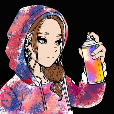 a realistic girl, spray painting