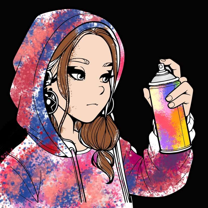 a realistic girl, spray painting