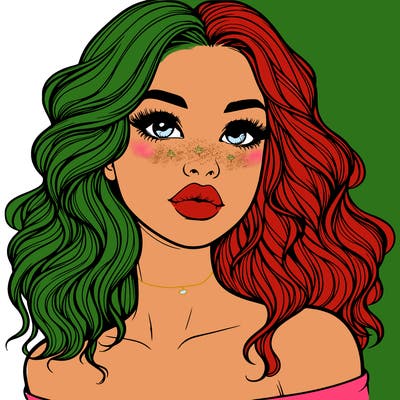 realistic girl with wavy hair and lips