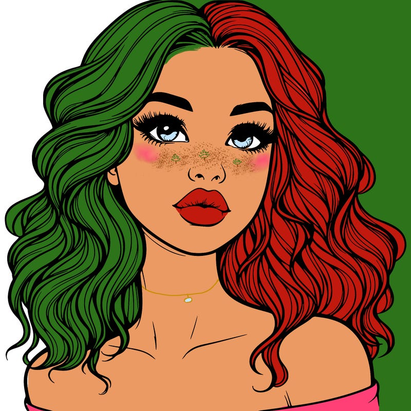 realistic girl with wavy hair and lips