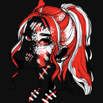 realistic girl with a ponytail on her hair and lips