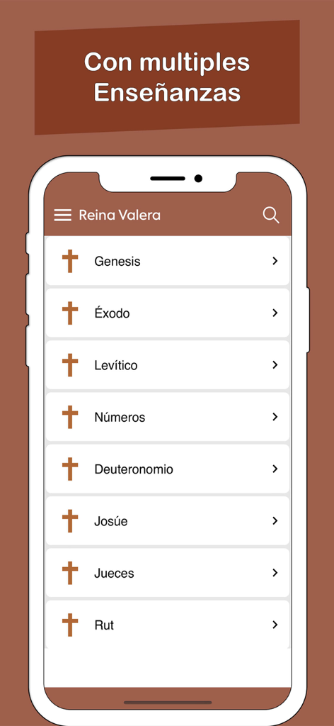Santa BIblia Reina Valera 1960 - Pantalla de smartphone mostrando una lista de libros del Antiguo Testamento en la interfaz de la aplicación Santa Biblia Reina Valera 1960