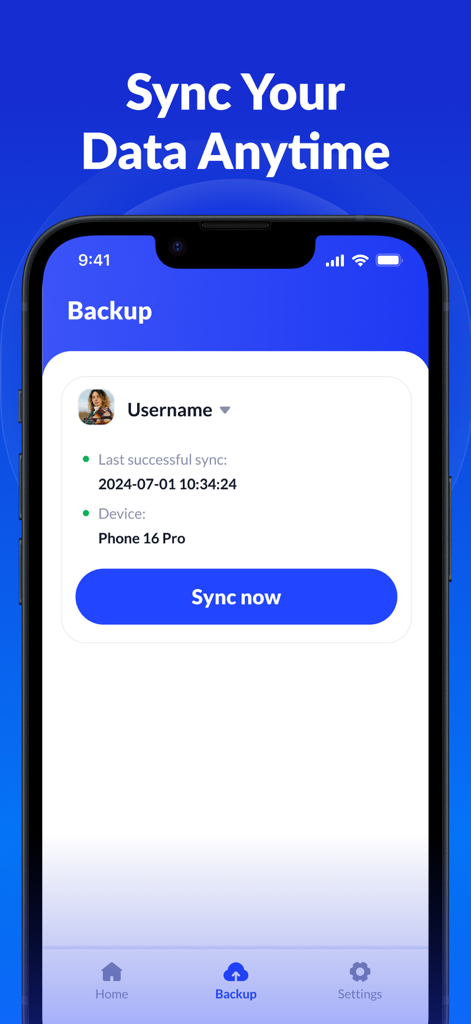 SafeAuth Authenticator app interface for cloud backup and data synchronization