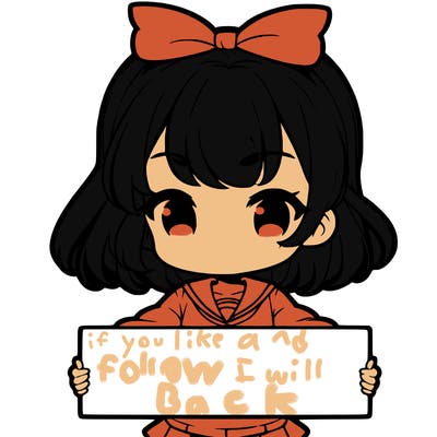 cute anime girl holding a sign