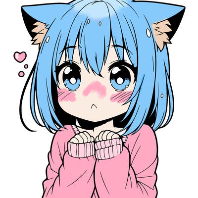 shy anime catgirl