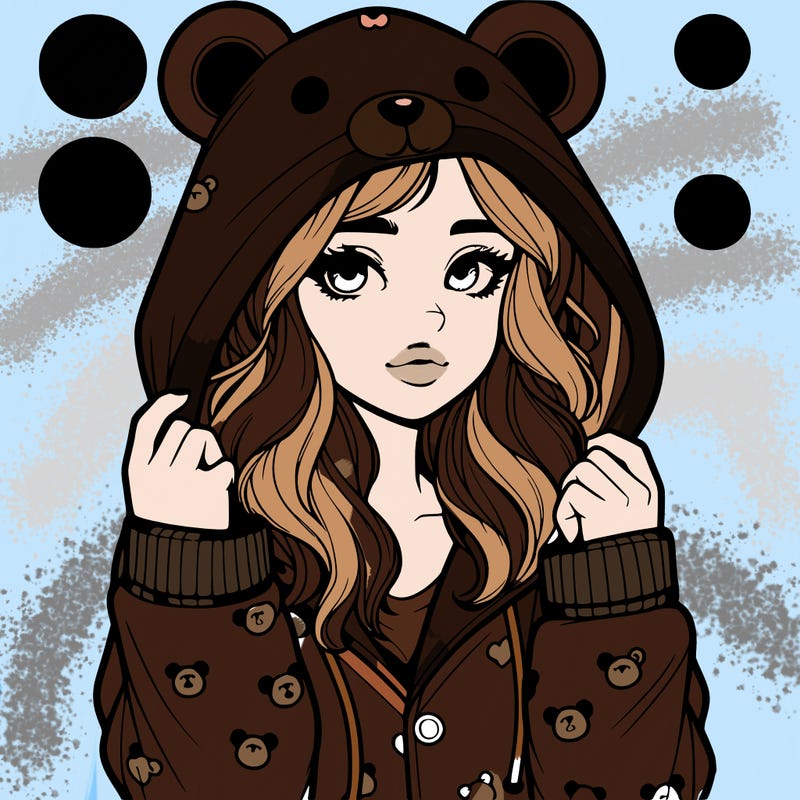 realistic girl in a animal pjs hoodie