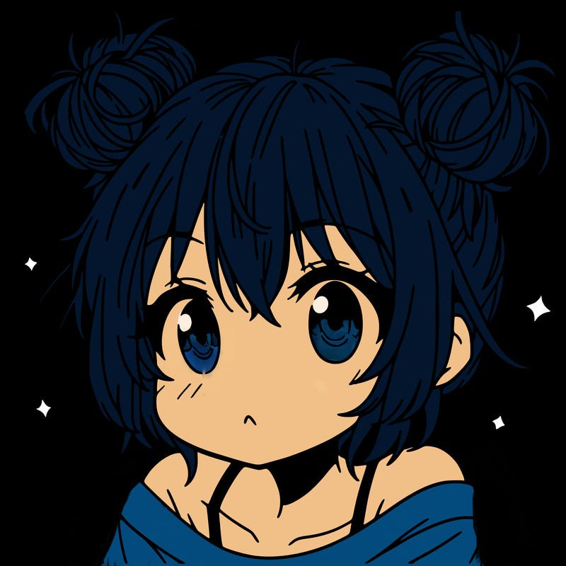 a manga girl with messy small buns