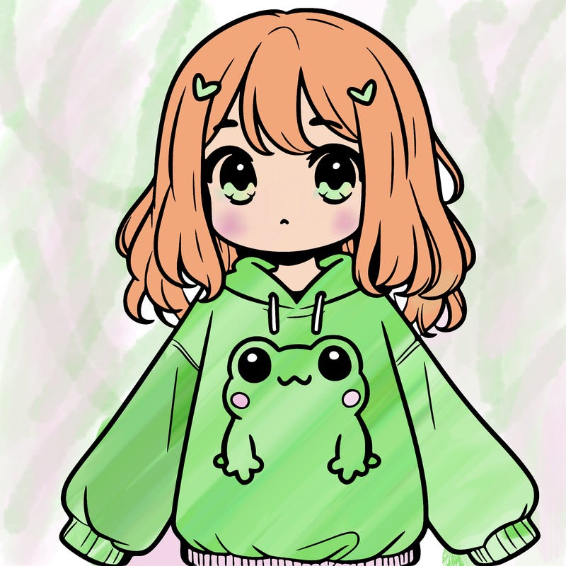 girl wearing frogging sweatshirt