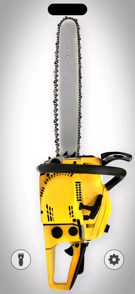 A realistic yellow chainsaw simulation used for social pranks