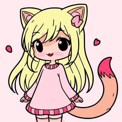 girl with cat ears and tail