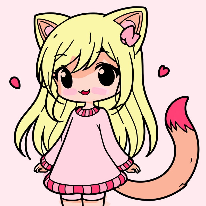 girl with cat ears and tail