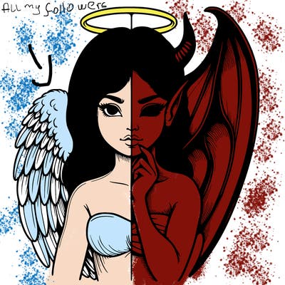 realistic angel half demon