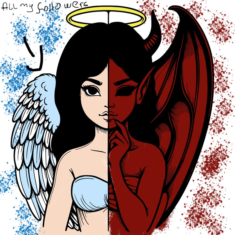 realistic angel half demon