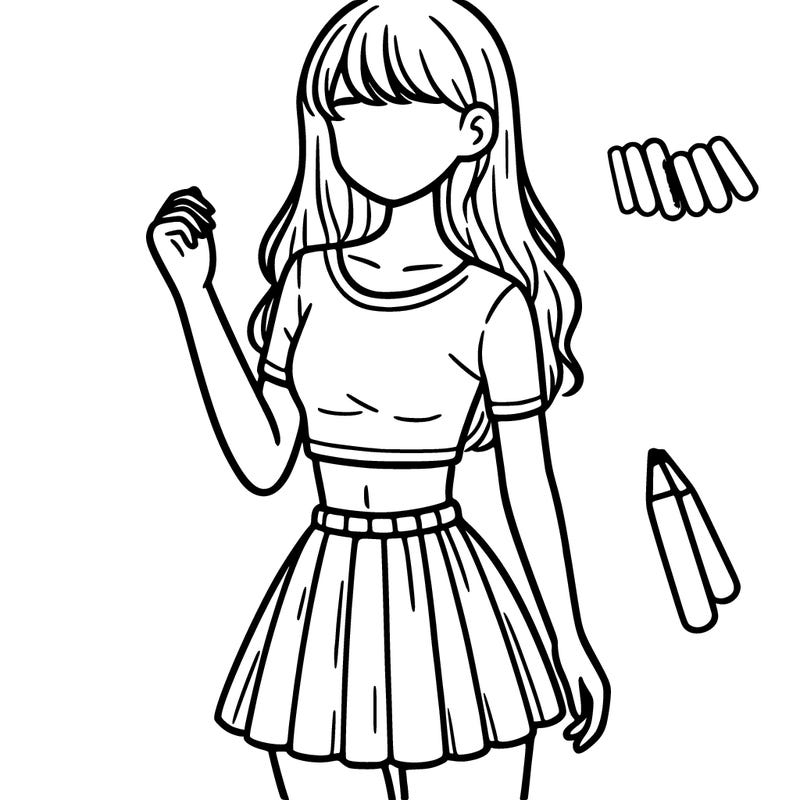 a girl in a crop top and skirt