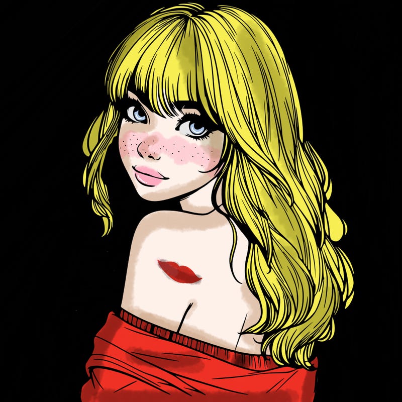 realistic girl with bangs looking over her shoulder