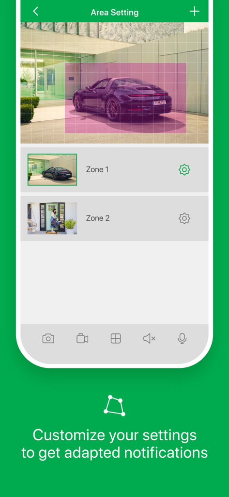 Homeguardsafe - Interface of Homeguardsafe app showing how to customize security camera detection zones and motion alert settings