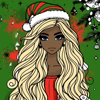 christmas fashionable female model and long hair