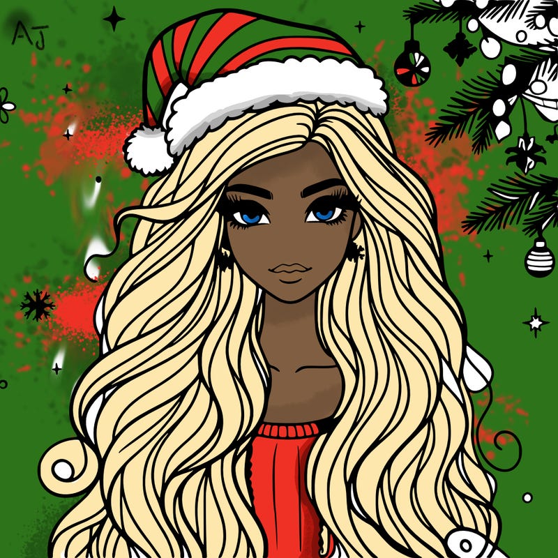 christmas fashionable female model and long hair