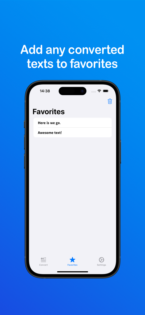 Bold Text - Lista de estilos de fonte favoritos salvos no aplicativo móvel Texto em Negrito