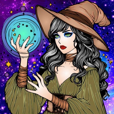 realistic women sorcerer using magic