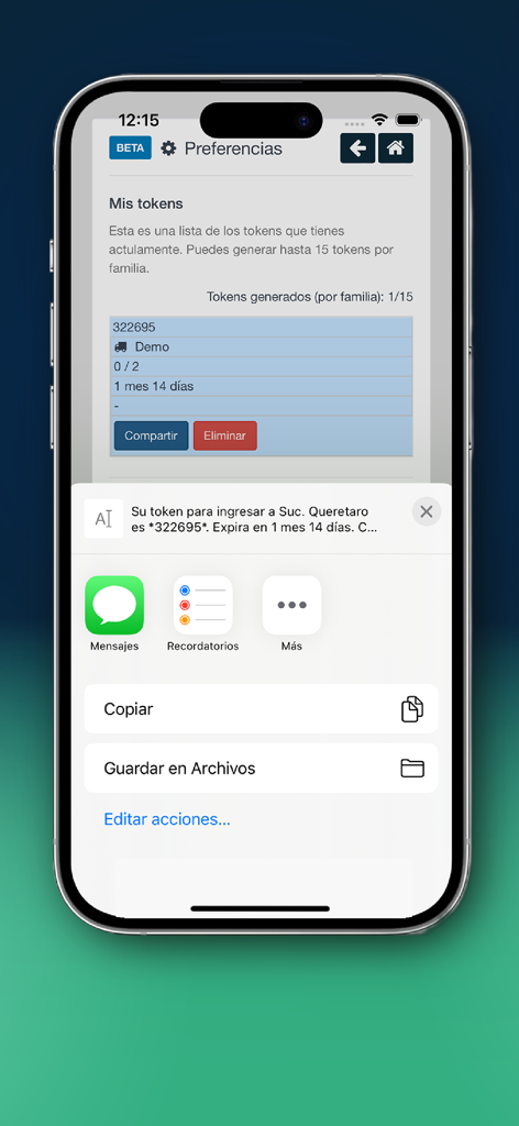 beResident - Sharing a digital guest access token through the beResident app interface