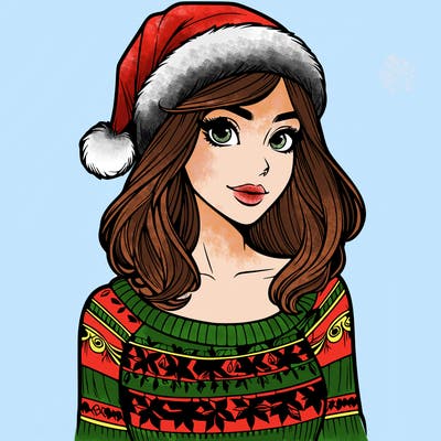 realistic lady in a christmas sweater